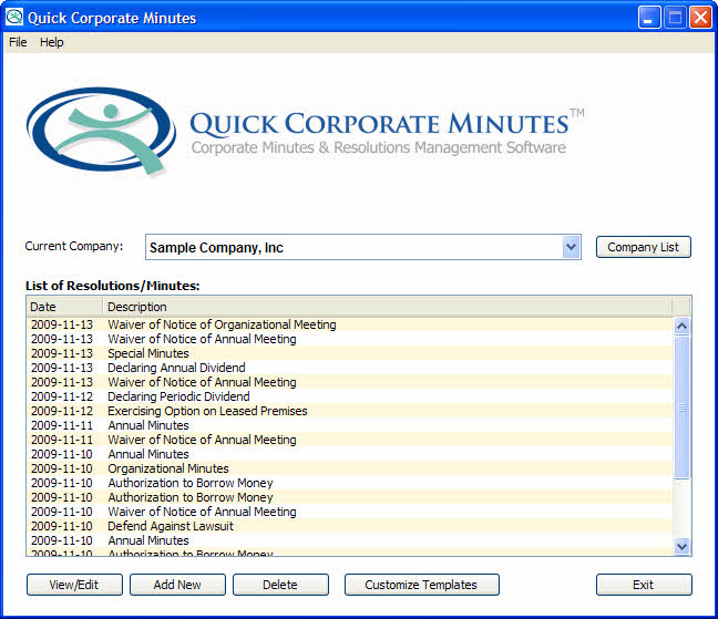 Quick Corporate Minutes 5.0.2